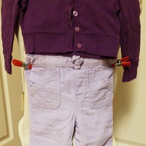 Purple Cardigan/Wonder kids 24 Lavende Pants 24 M